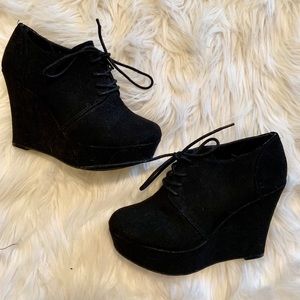Wedge Heel Material Girl Black Booties